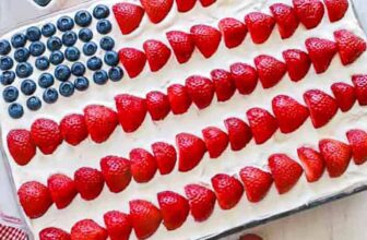 Flag Cake with Cheesecake Topping